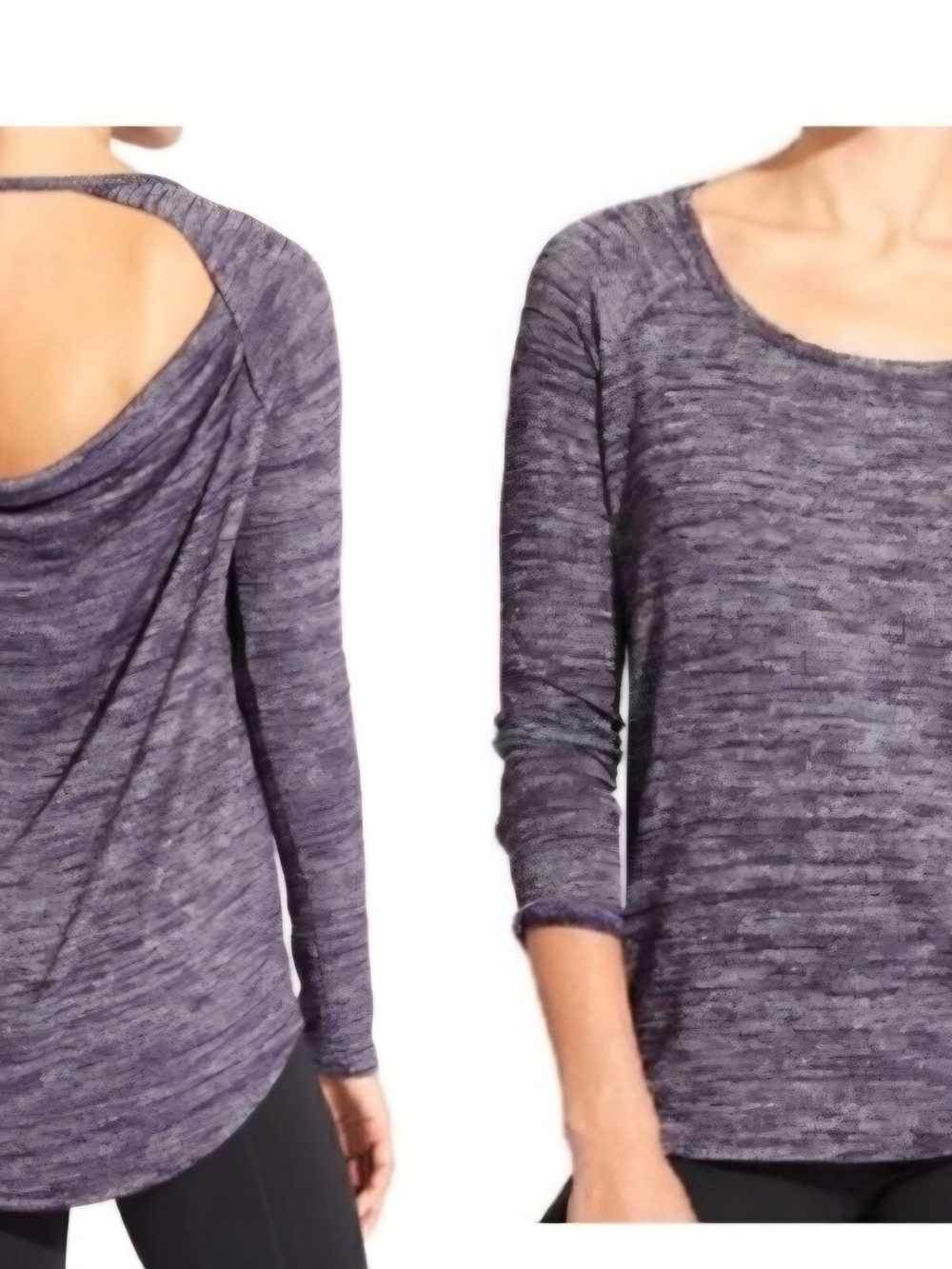 Athleta - Women’s Open-Back Long Sleeve Top in Heathered Purple
